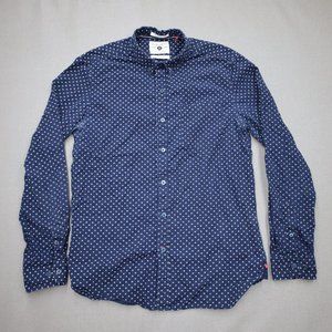 Cactus Man Mens Medium Button Up Shirt Long Sleeve Navy Blue Classic Core